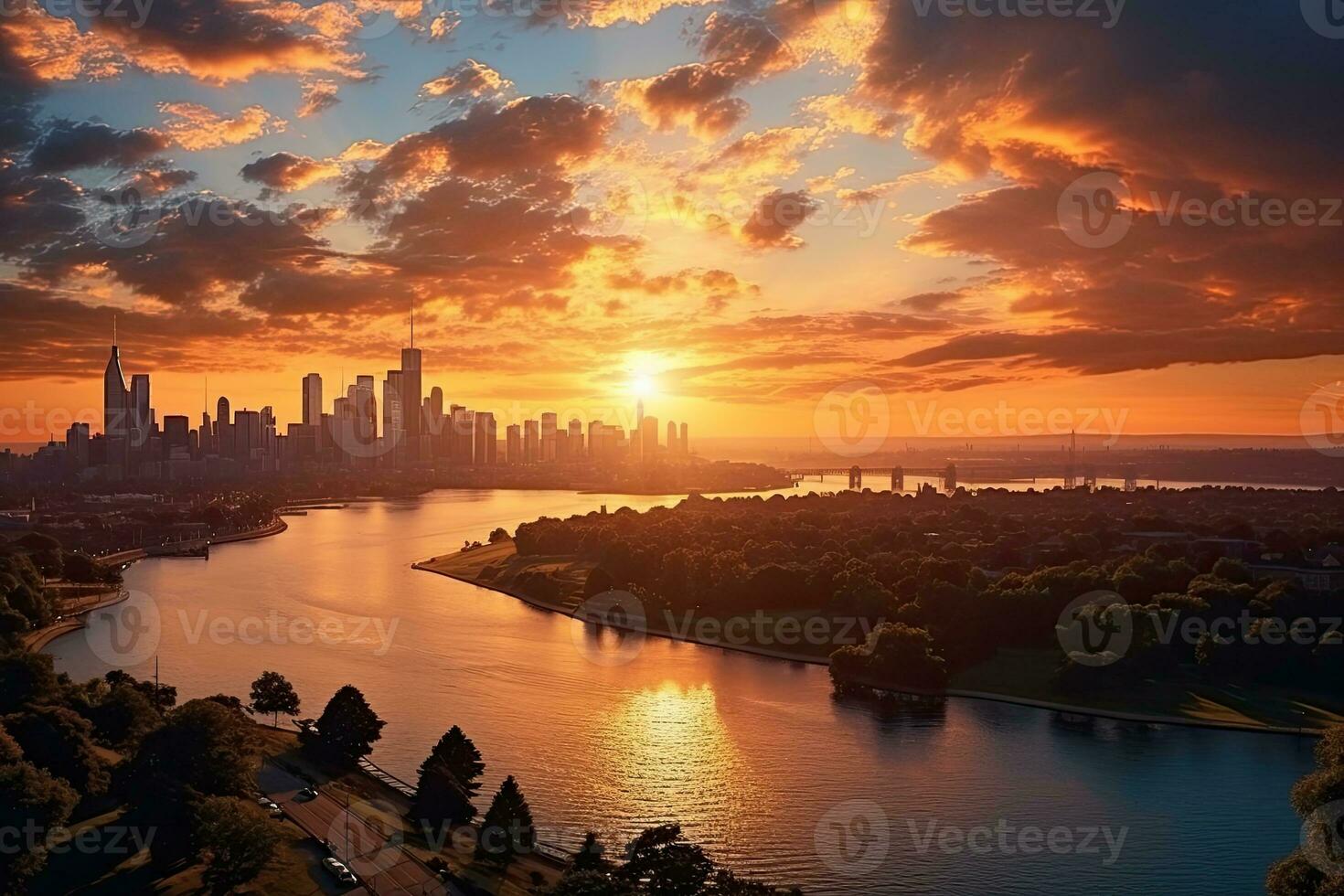 AI generated the atmosphere when the sun sets on the horizon professional photography photo