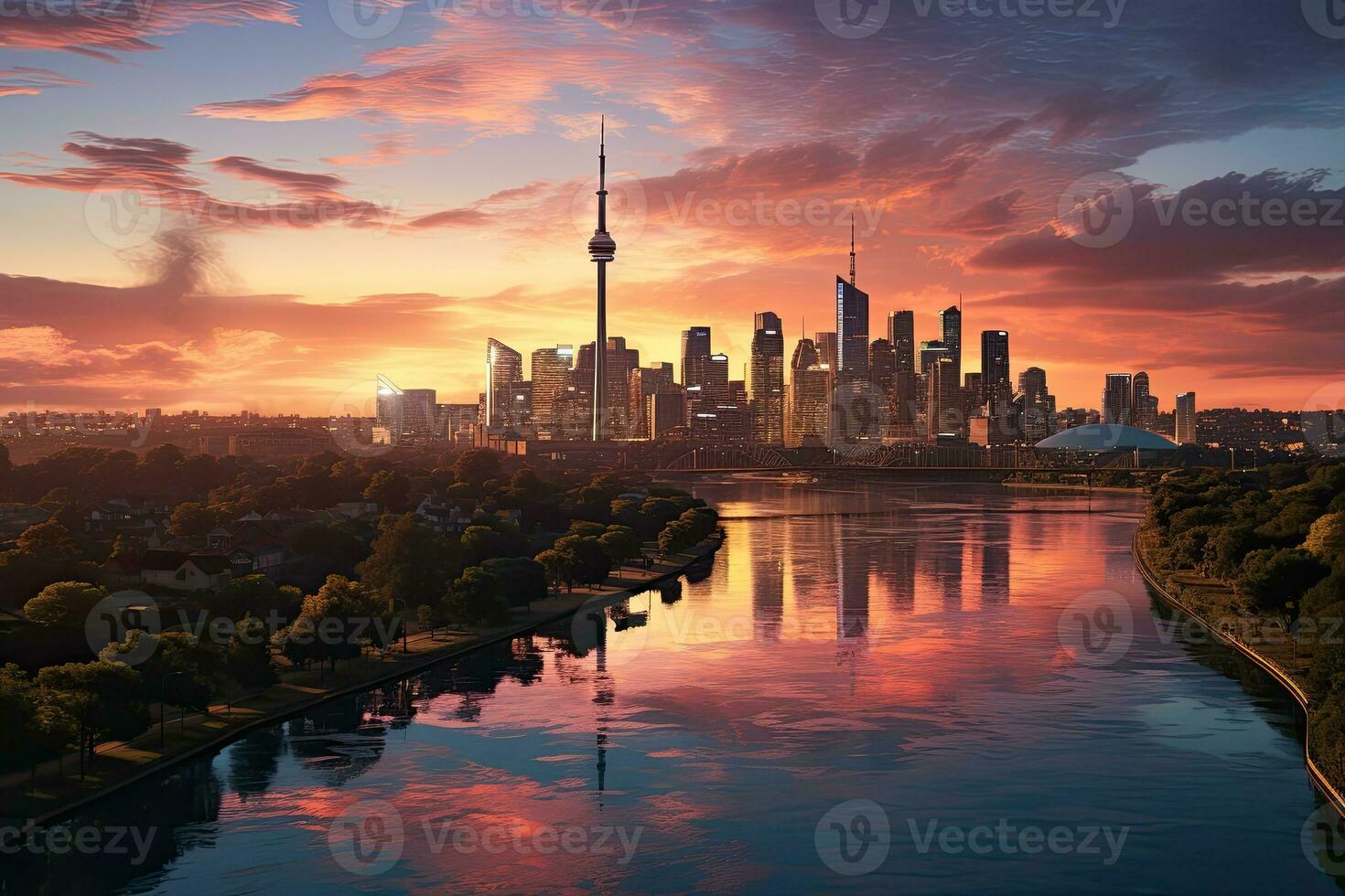 AI generated the atmosphere when the sun sets on the horizon professional photography photo