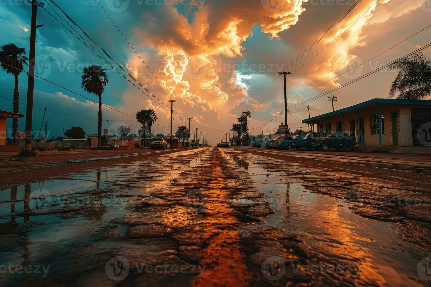 AI generated the atmosphere when the sun sets on the horizon professional photography photo