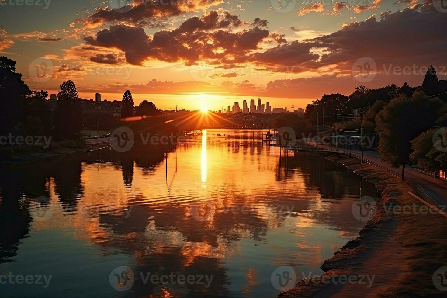 AI generated the atmosphere when the sun sets on the horizon professional photography photo