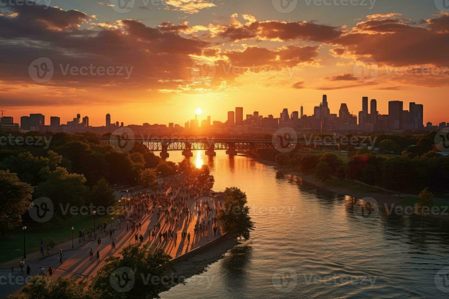AI generated the atmosphere when the sun sets on the horizon professional photography photo