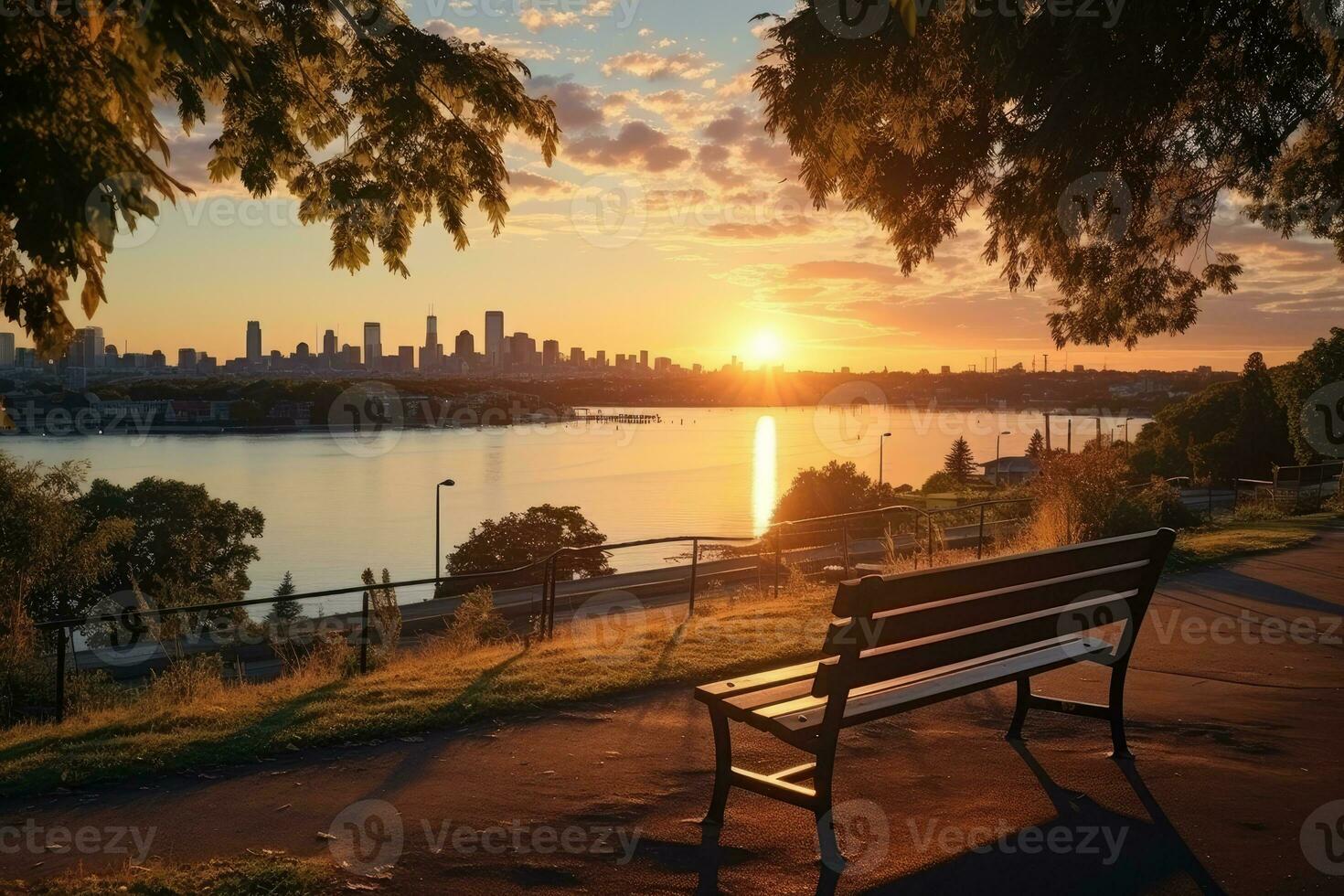 AI generated the atmosphere when the sun sets on the horizon professional photography photo