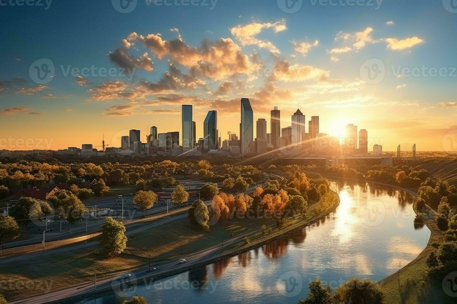 AI generated the atmosphere when the sun sets on the horizon professional photography photo