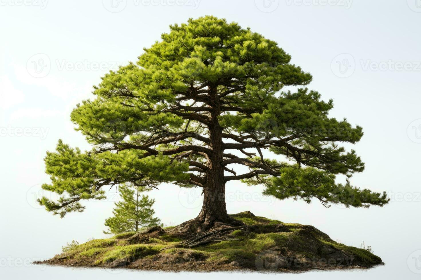 AI generated Pine trees grow big and lush professional photography photo