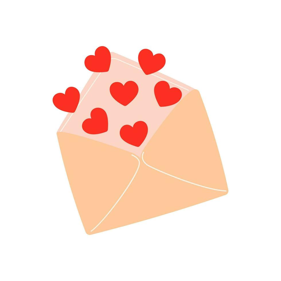 Love letter envelope with heart and love message. Confession letter for Valentine's day. Vector illustration isolated on white background. Detailed cartoon element for holiday patterns, designs