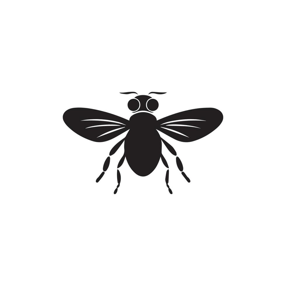 Fly icon Black and white vector illustration  background.