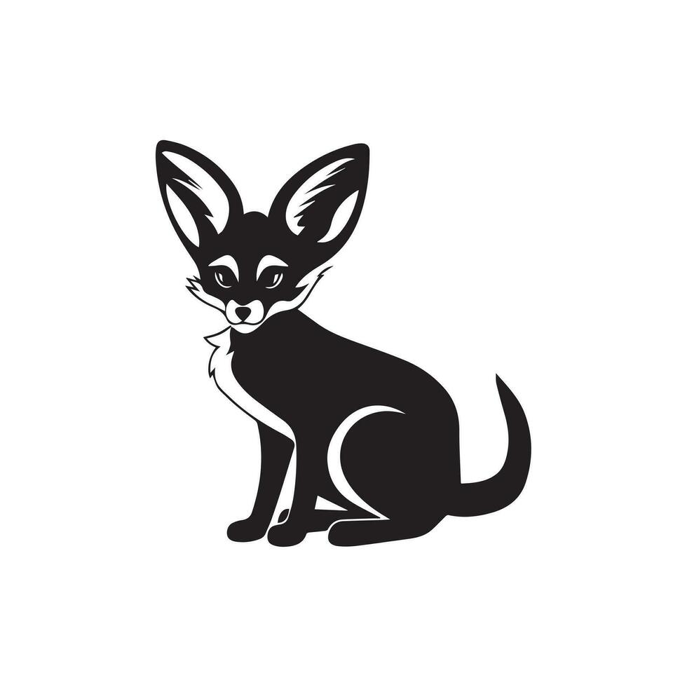 Fox black and white vector illustration isolated on background.