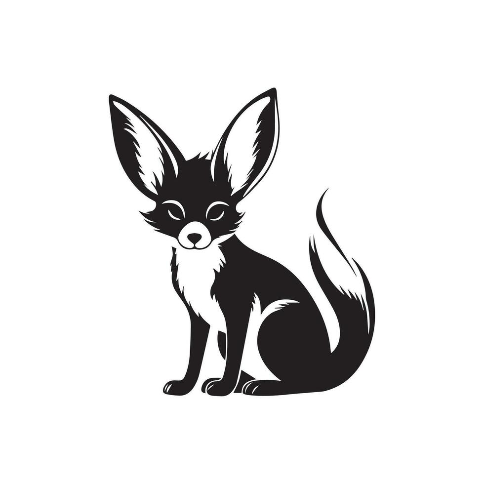 Fox black and white vector illustration isolated on background.
