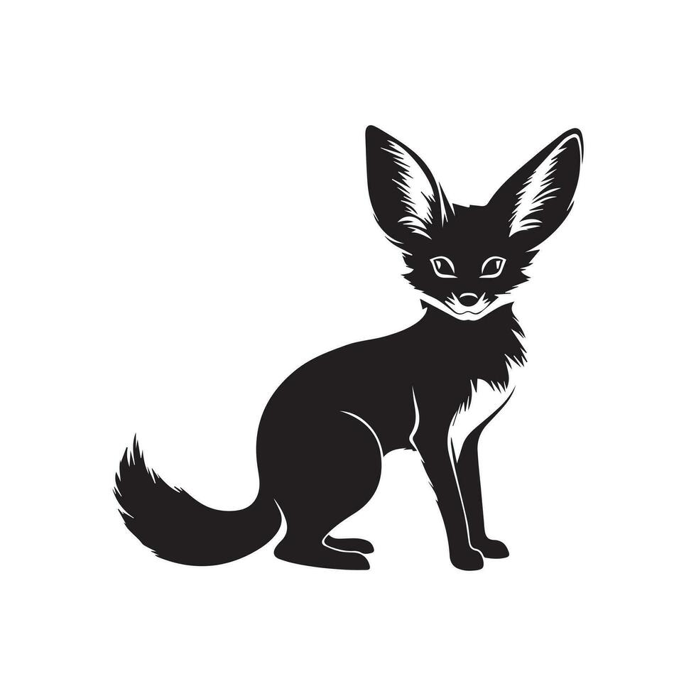 Fox black and white vector illustration isolated on background.