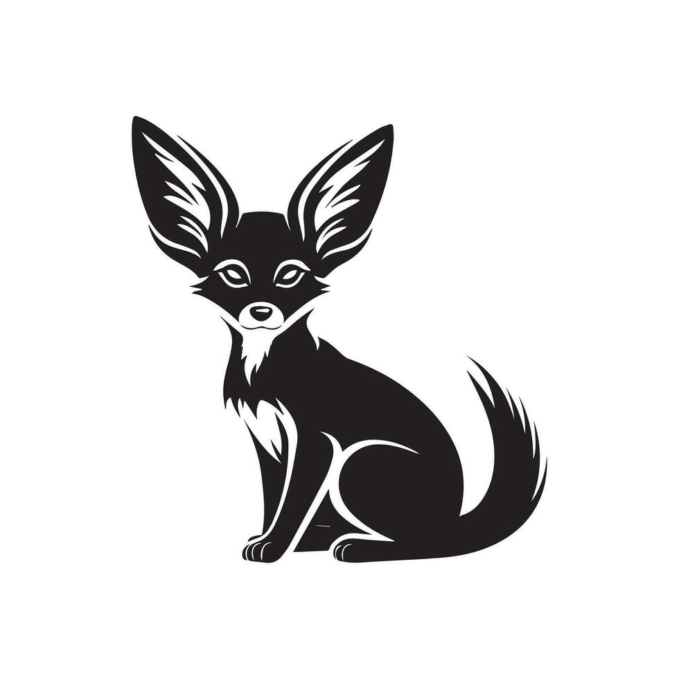 Fox black and white vector illustration isolated on background.