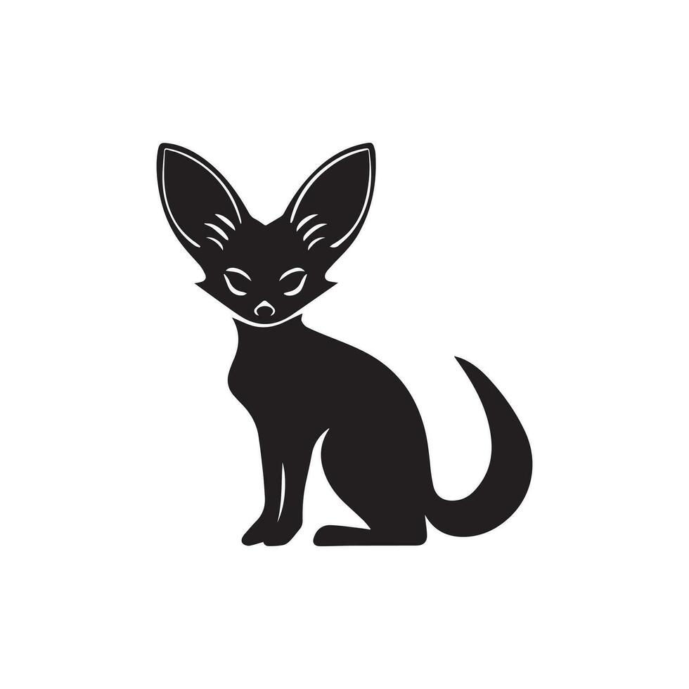 Fox black and white vector illustration isolated on background.