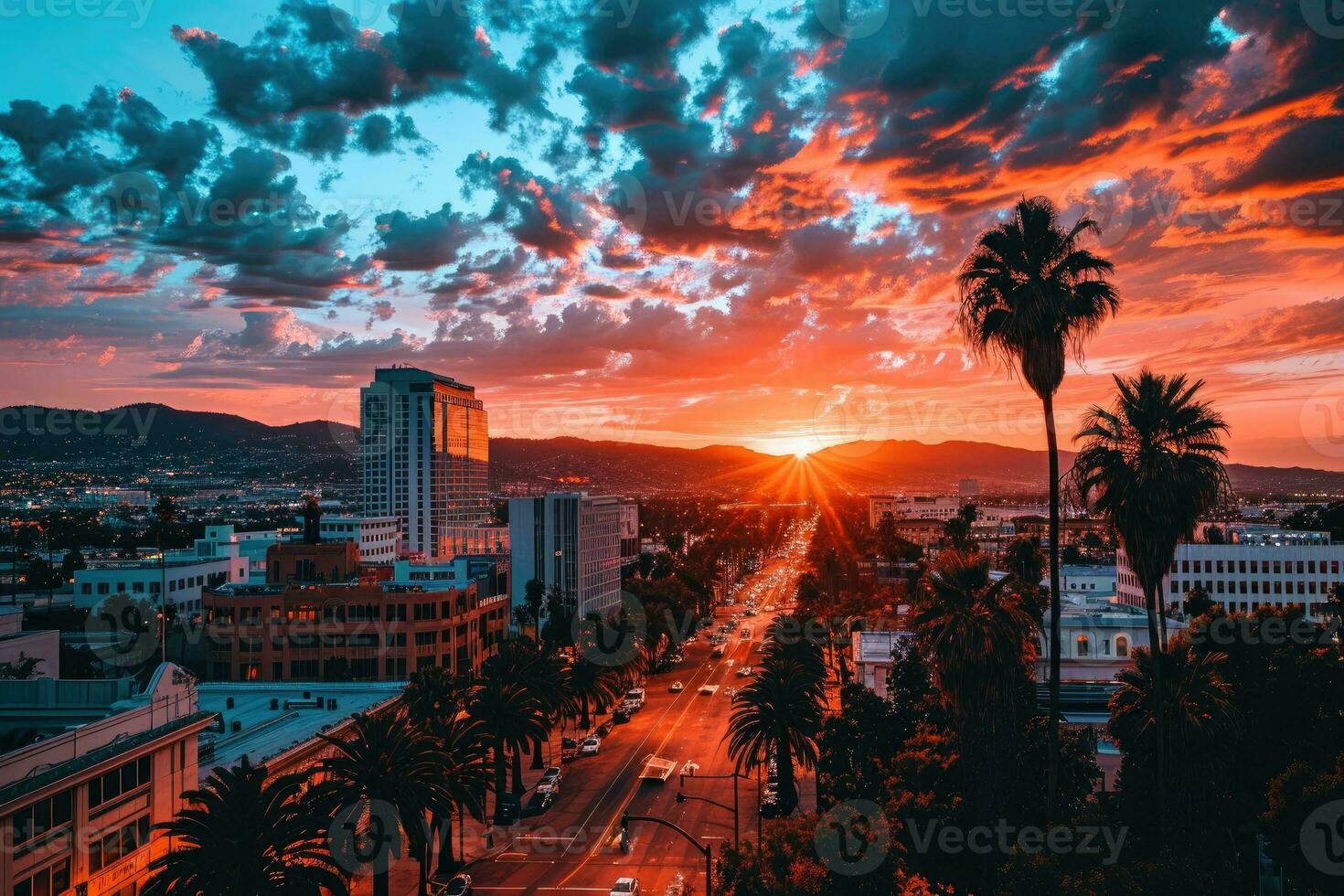 AI generated the atmosphere when the sun sets on the horizon professional photography photo