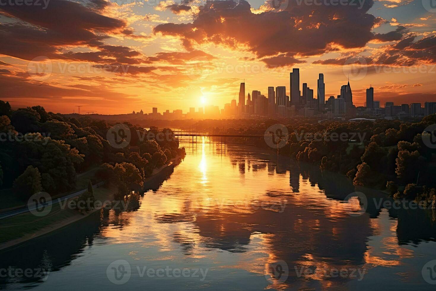 AI generated the atmosphere when the sun sets on the horizon professional photography photo
