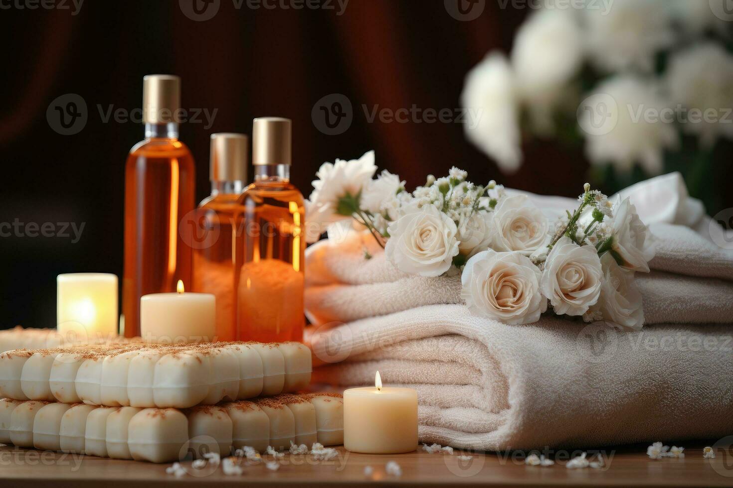 AI generated toiletries and bath accessories professional photography photo