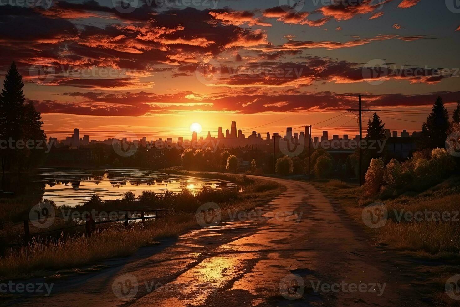 AI generated the atmosphere when the sun sets on the horizon professional photography photo