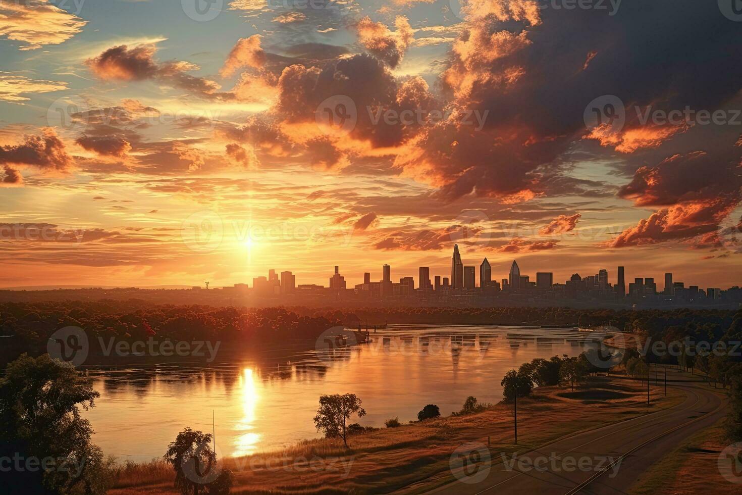 AI generated the atmosphere when the sun sets on the horizon professional photography photo