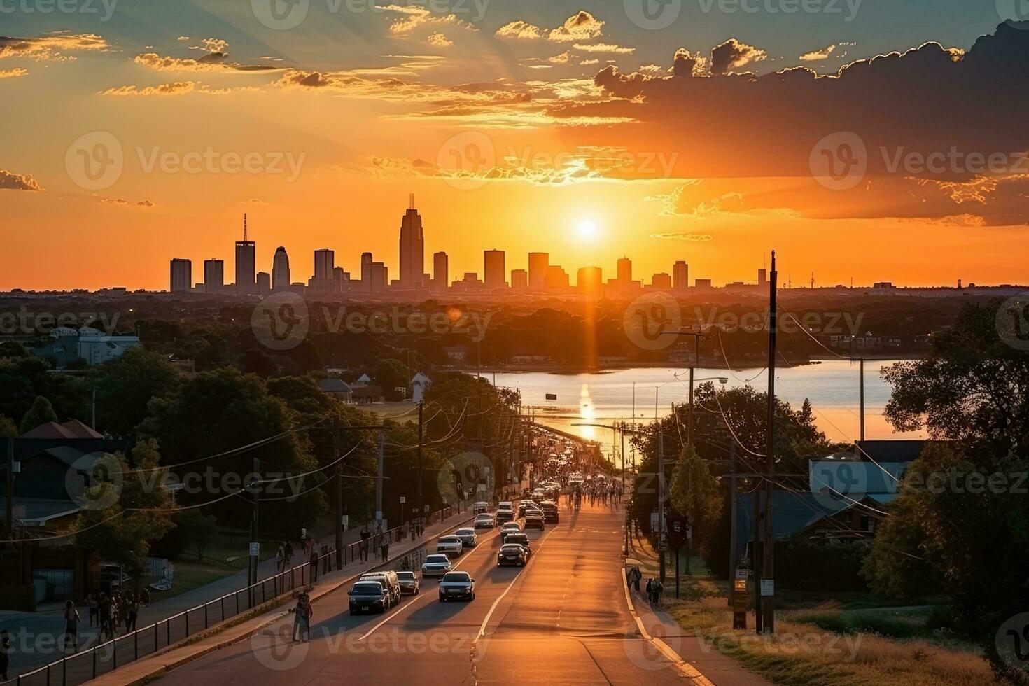 AI generated the atmosphere when the sun sets on the horizon professional photography photo