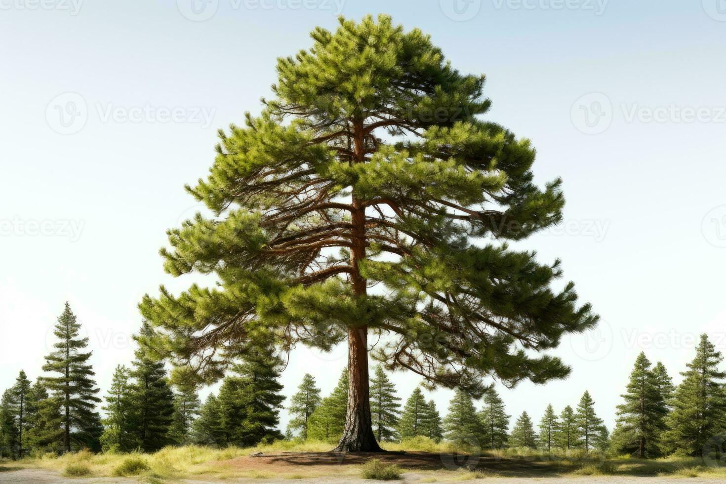 AI generated Pine trees grow big and lush professional photography photo