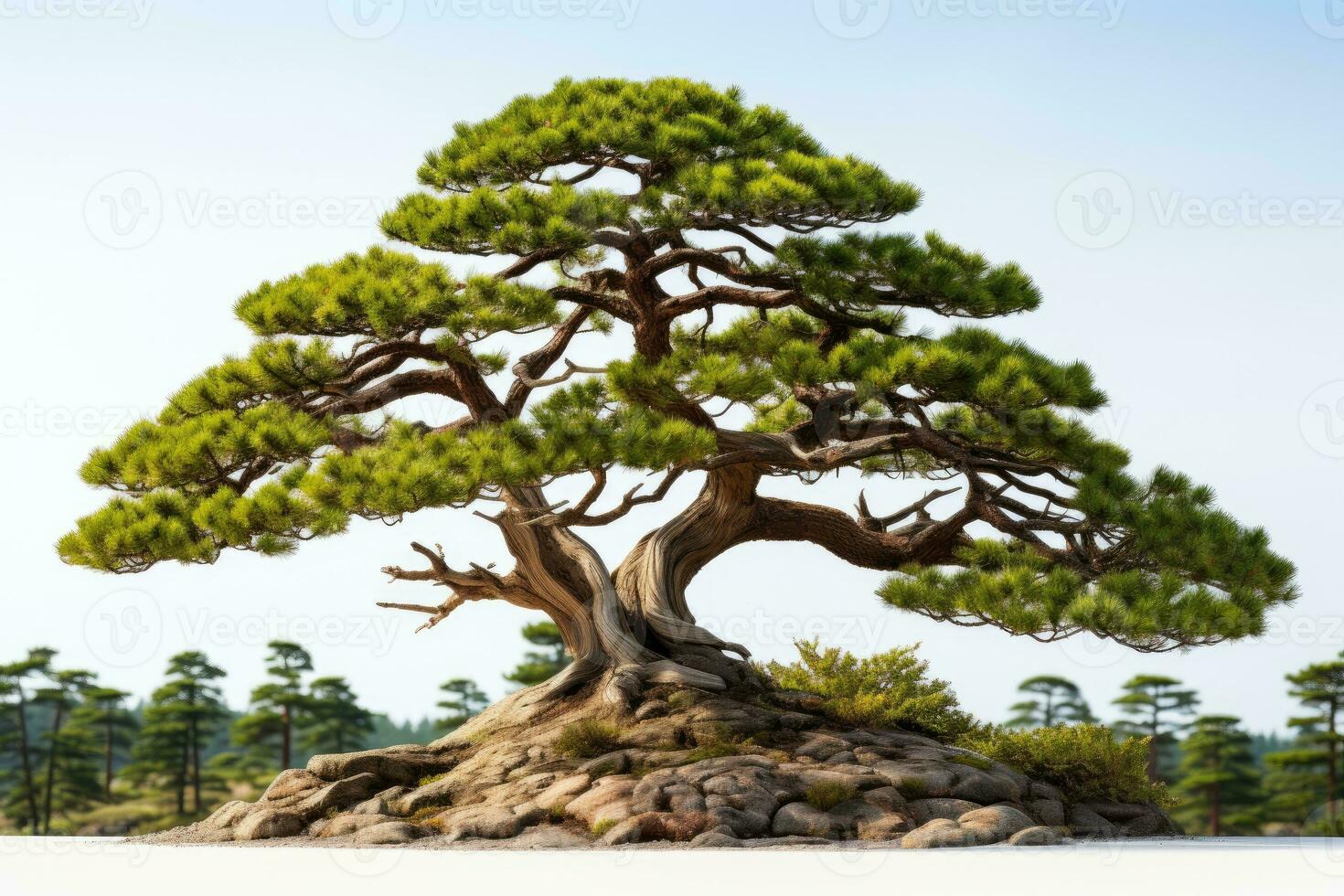 AI generated Pine trees grow big and lush professional photography photo