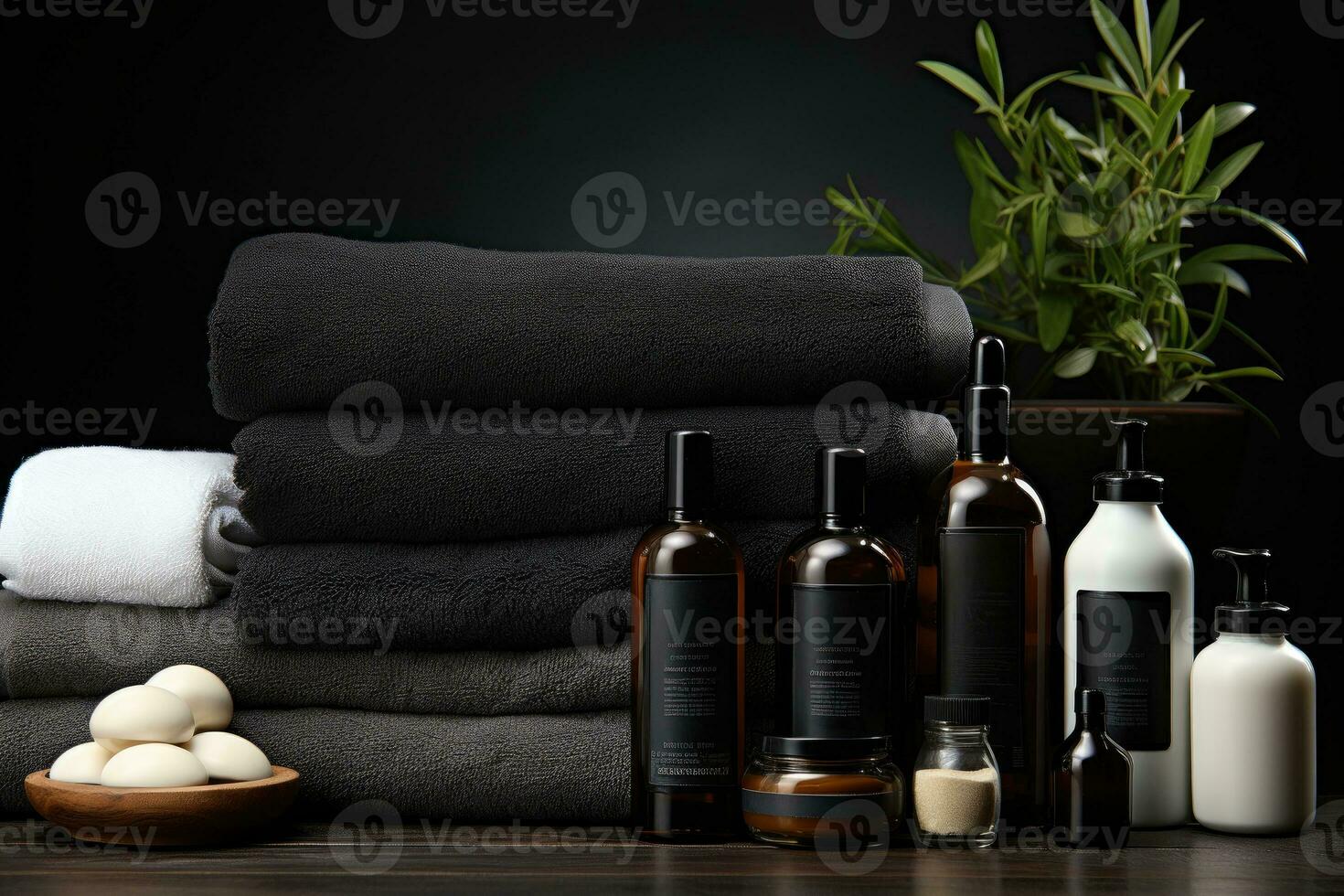 AI generated toiletries and bath accessories professional photography photo