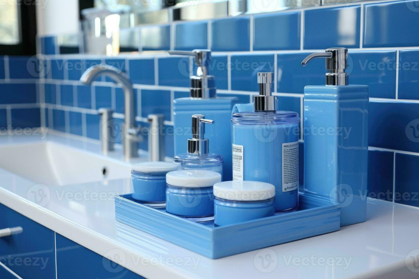 AI generated toiletries and bath accessories professional photography photo