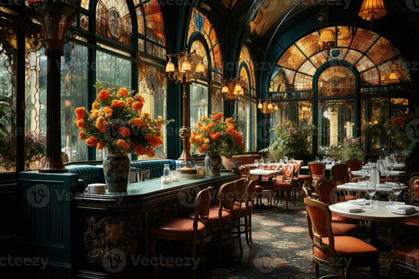 AI generated the luxurious restaurant is neatly arranged professional photography photo