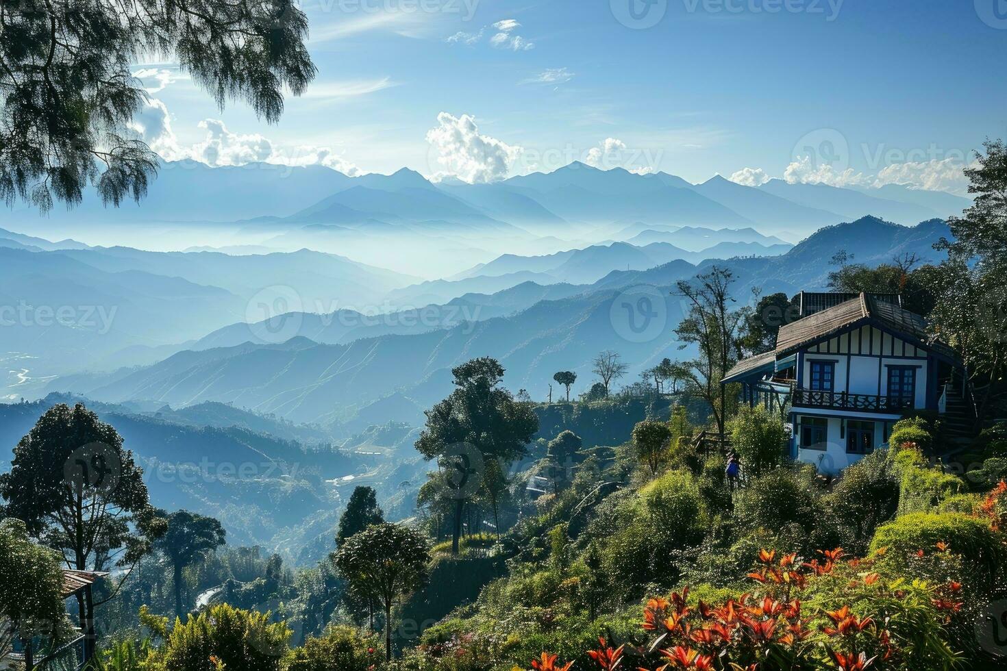 AI generated Top of the mountain hiking professional photography photo