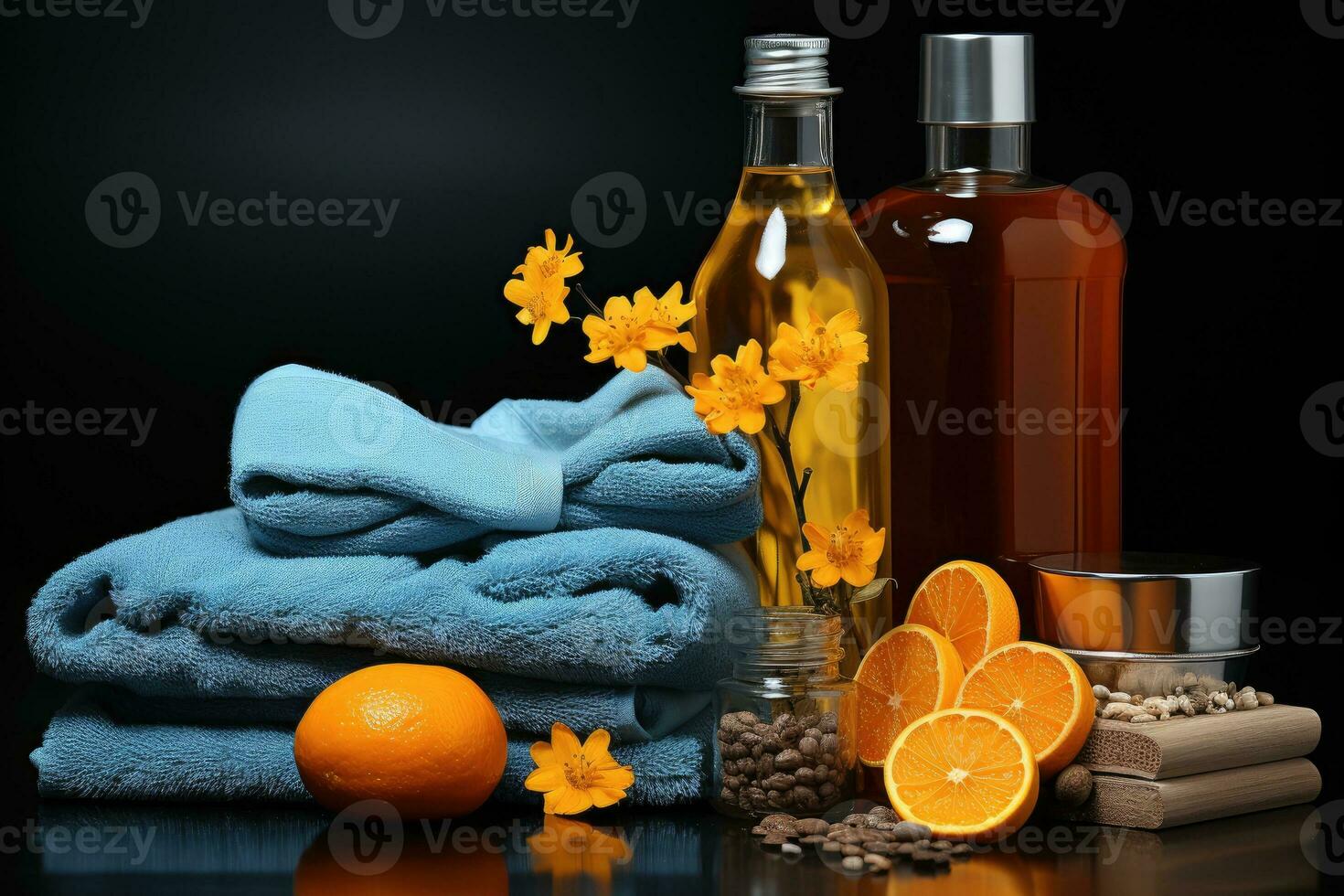 AI generated toiletries and bath accessories professional photography photo