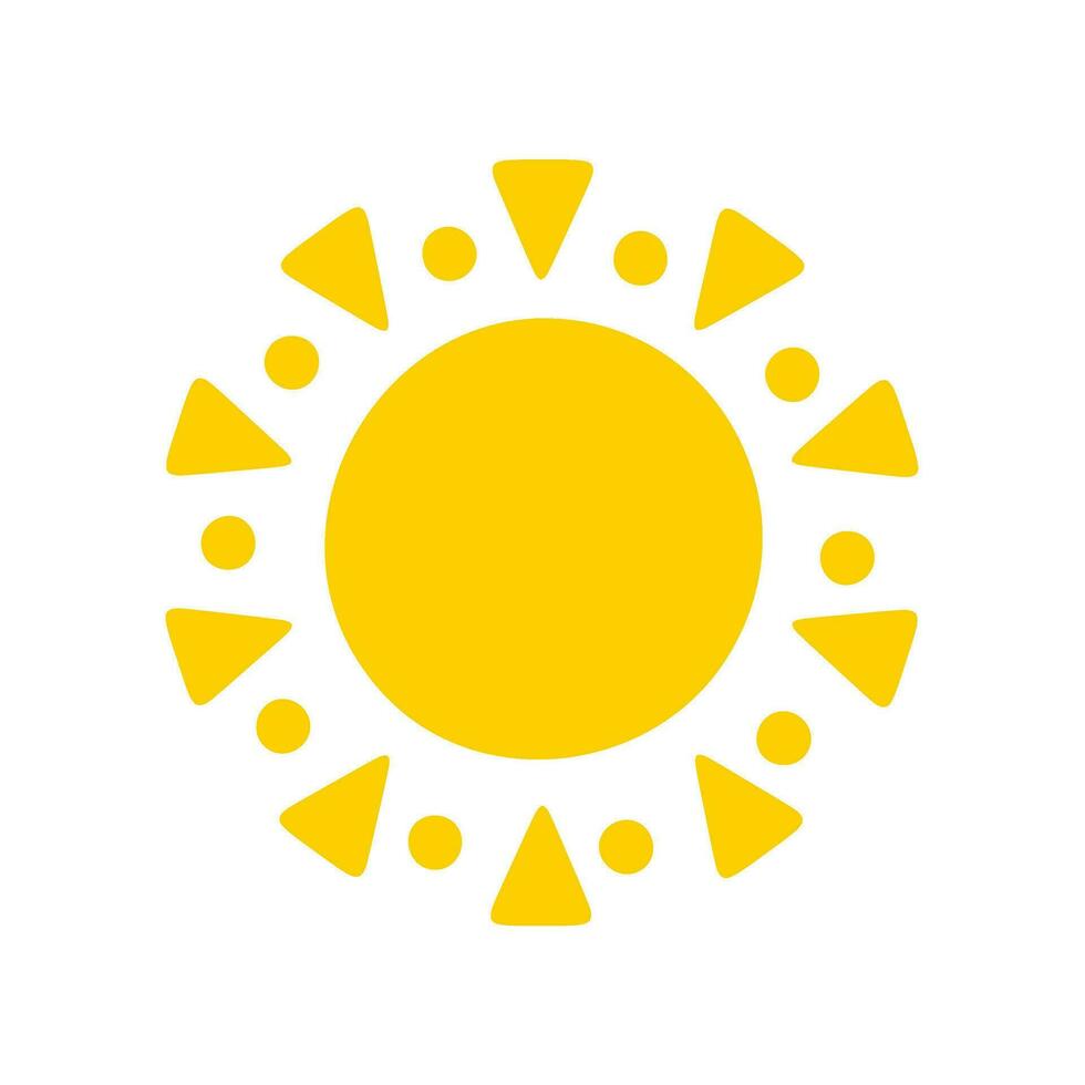 Sun icon. The silhouette of the sun shining brightly on a spring morning vector