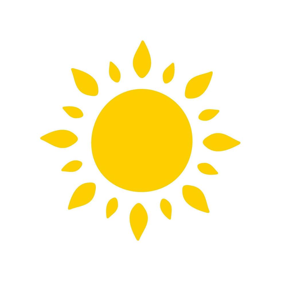 Sun icon. The silhouette of the sun shining brightly on a spring morning vector