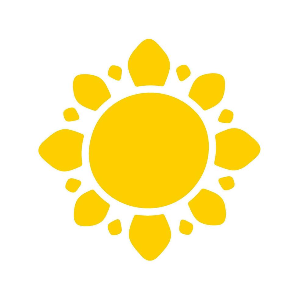 Sun icon. The silhouette of the sun shining brightly on a spring morning vector