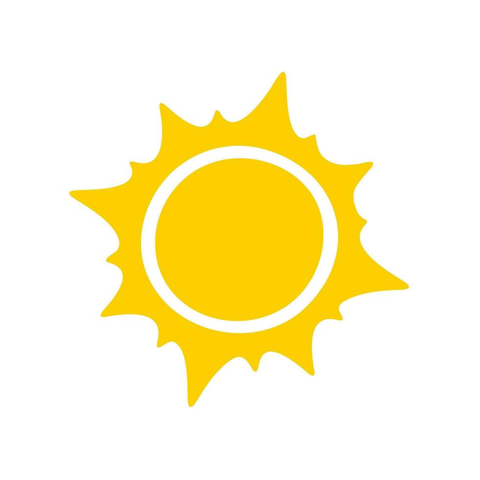 Sun icon. The silhouette of the sun shining brightly on a spring morning vector