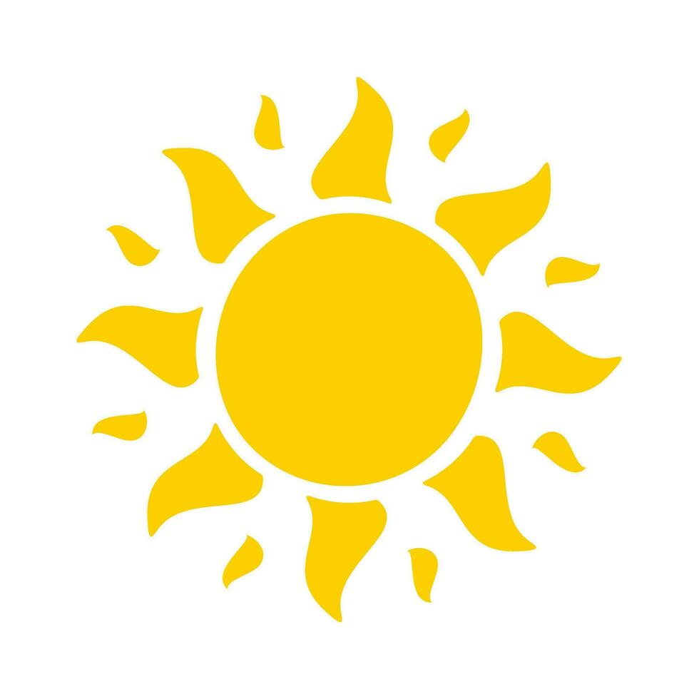 Sun icon. The silhouette of the sun shining brightly on a spring morning vector
