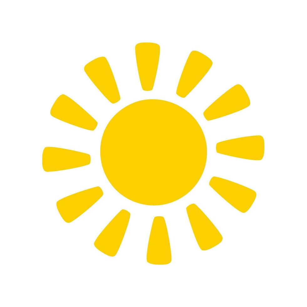 Sun icon. The silhouette of the sun shining brightly on a spring morning vector