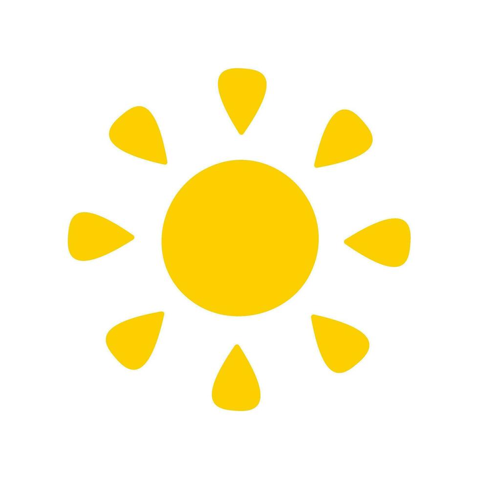 Sun icon. The silhouette of the sun shining brightly on a spring morning vector