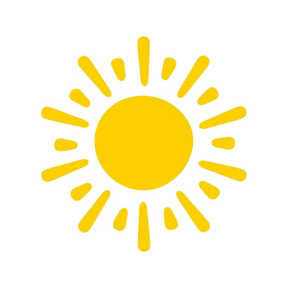 Sun icon. The silhouette of the sun shining brightly on a spring morning vector