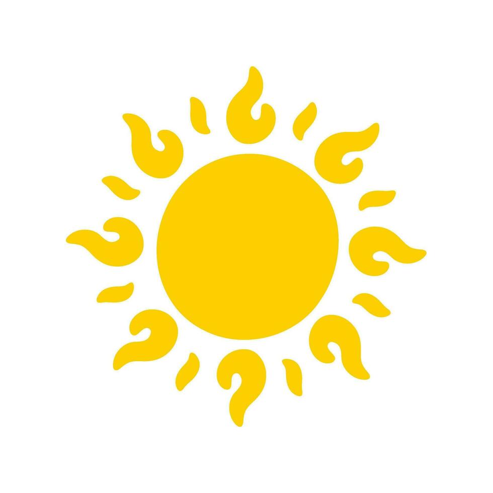 Sun icon. The silhouette of the sun shining brightly on a spring morning vector