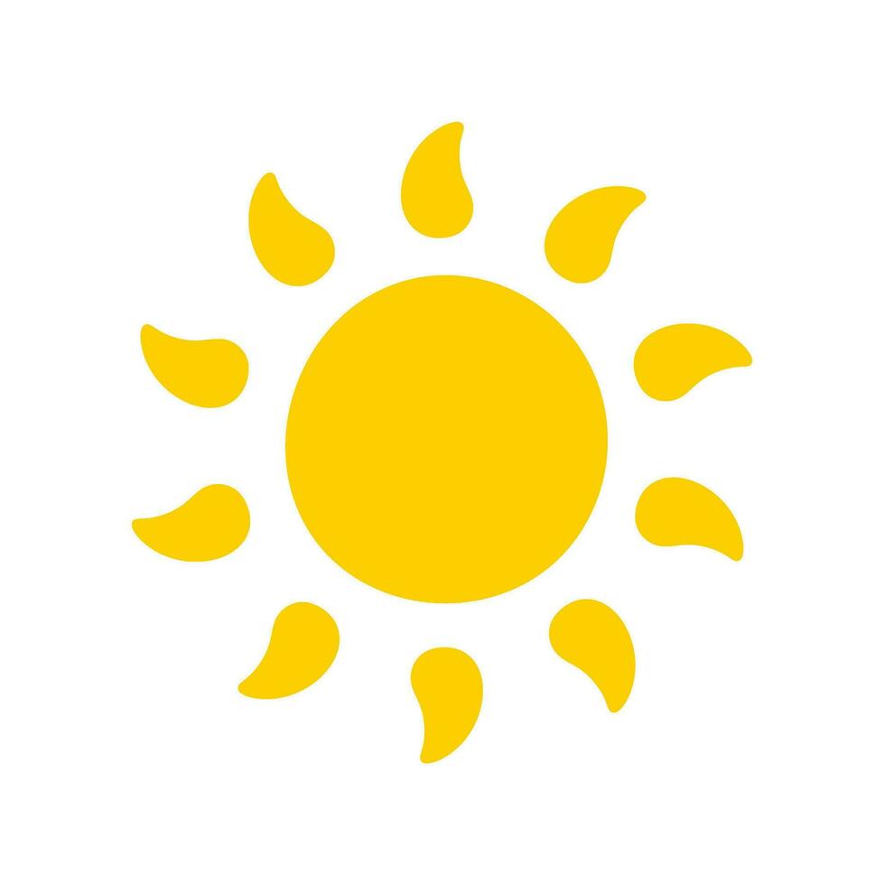 Sun icon. The silhouette of the sun shining brightly on a spring morning vector