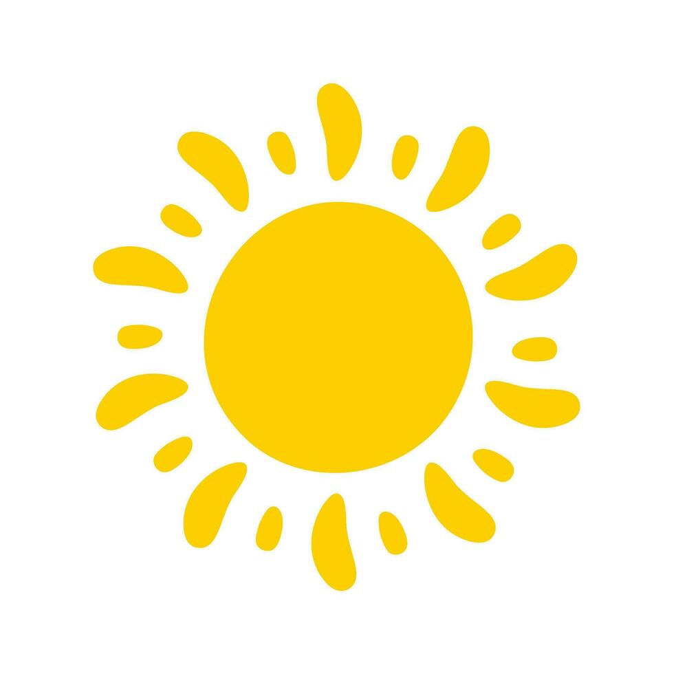 Sun icon. The silhouette of the sun shining brightly on a spring morning vector