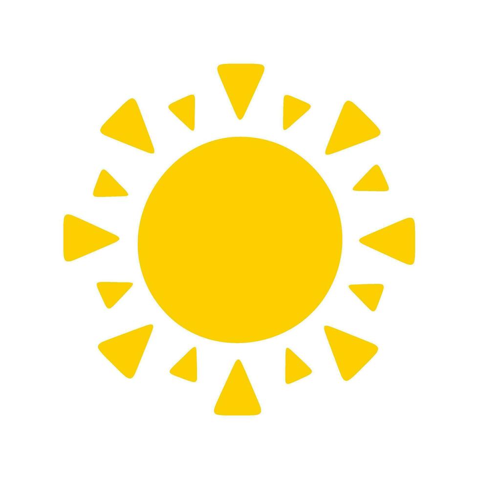 Sun icon. The silhouette of the sun shining brightly on a spring morning vector