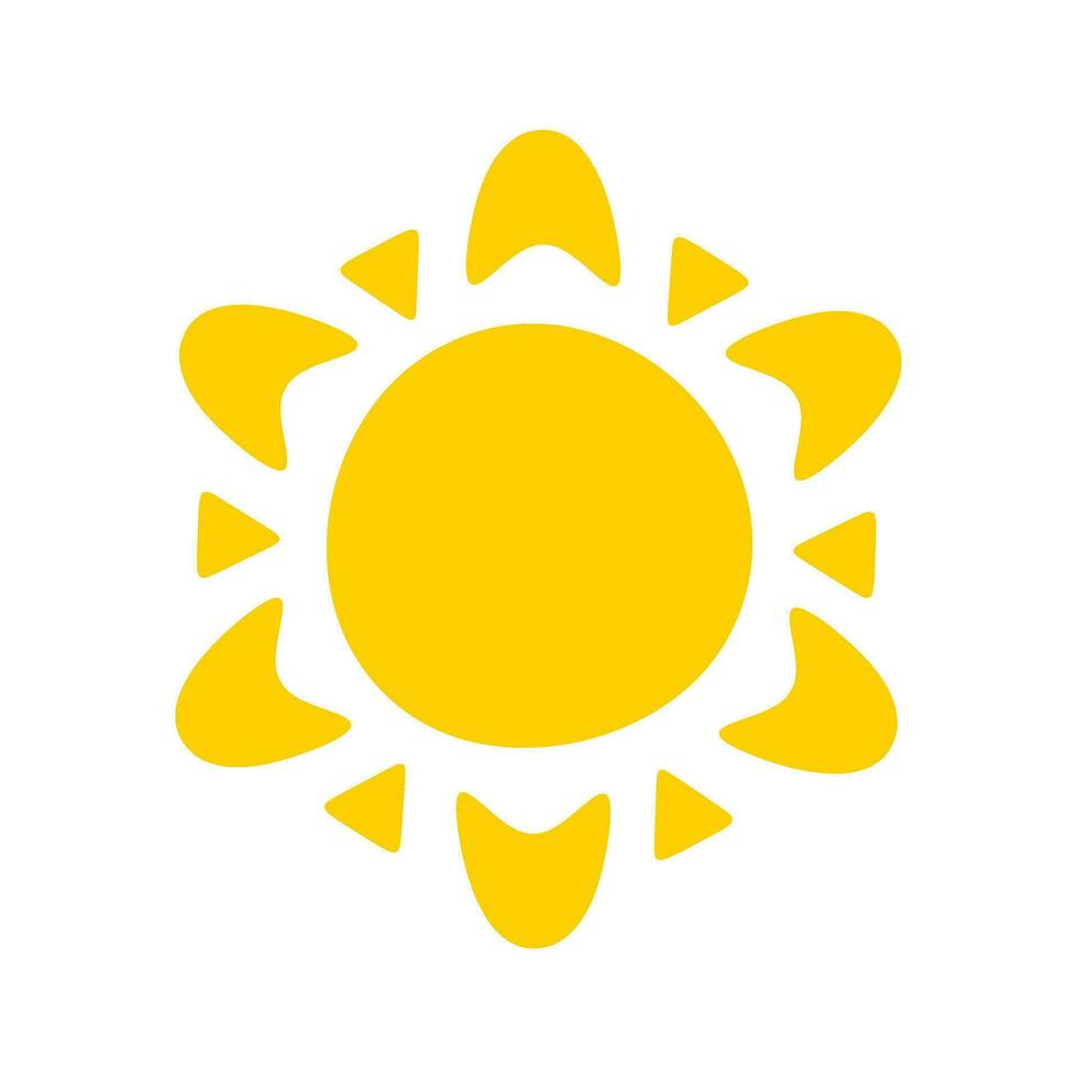 Sun icon. The silhouette of the sun shining brightly on a spring morning vector