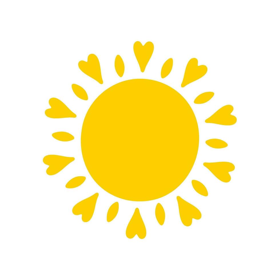 Sun icon. The silhouette of the sun shining brightly on a spring morning vector