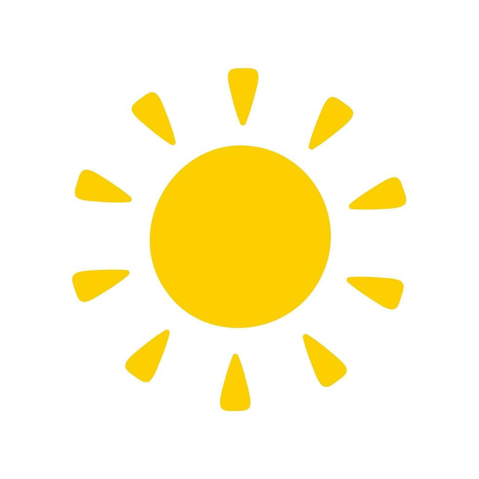 Sun icon. The silhouette of the sun shining brightly on a spring morning vector