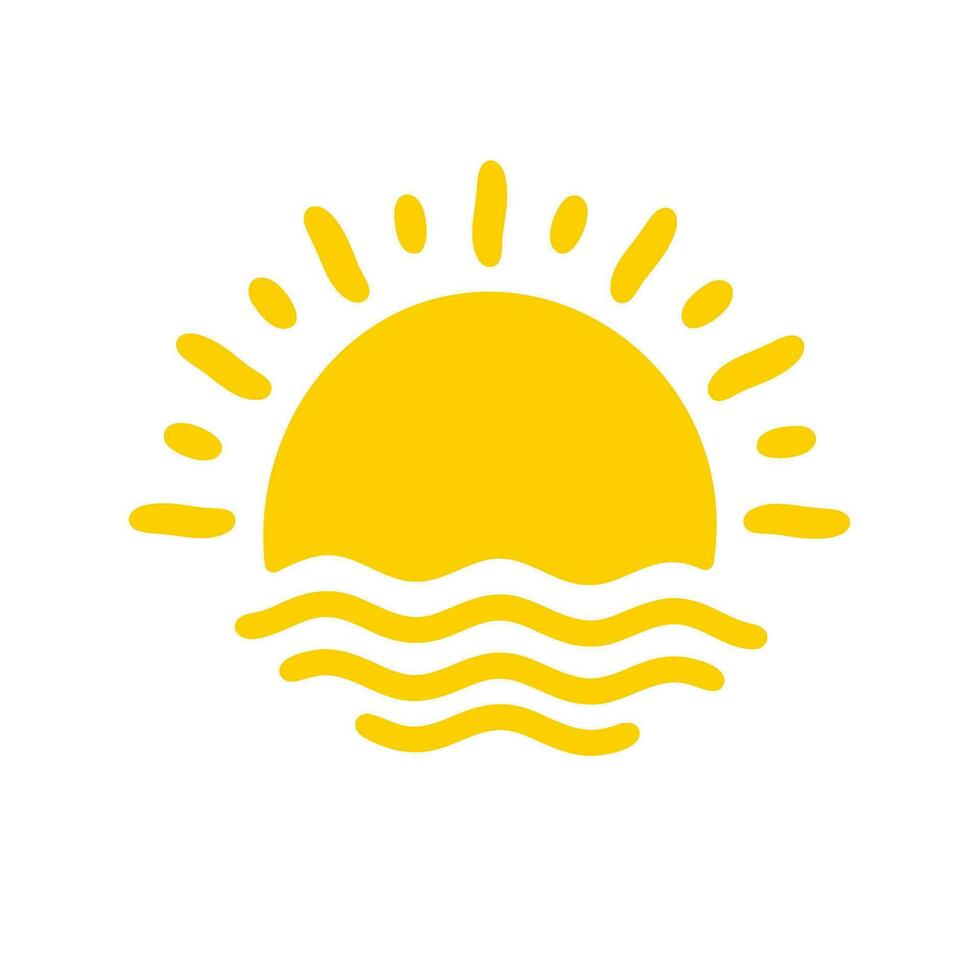 The sun sets on the sea on a summer evening. vector