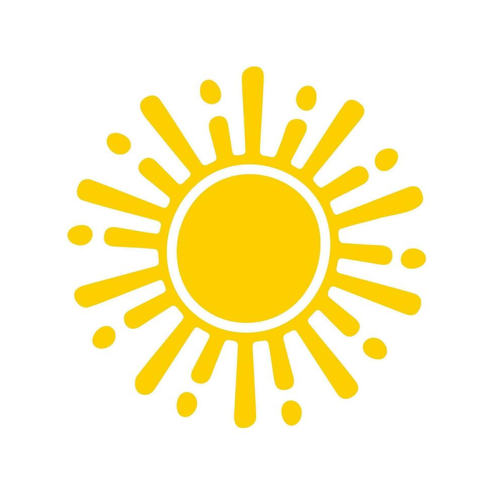 Sun icon. The silhouette of the sun shining brightly on a spring morning vector