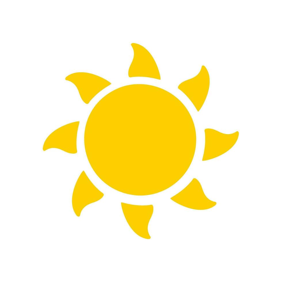 Sun icon. The silhouette of the sun shining brightly on a spring morning vector