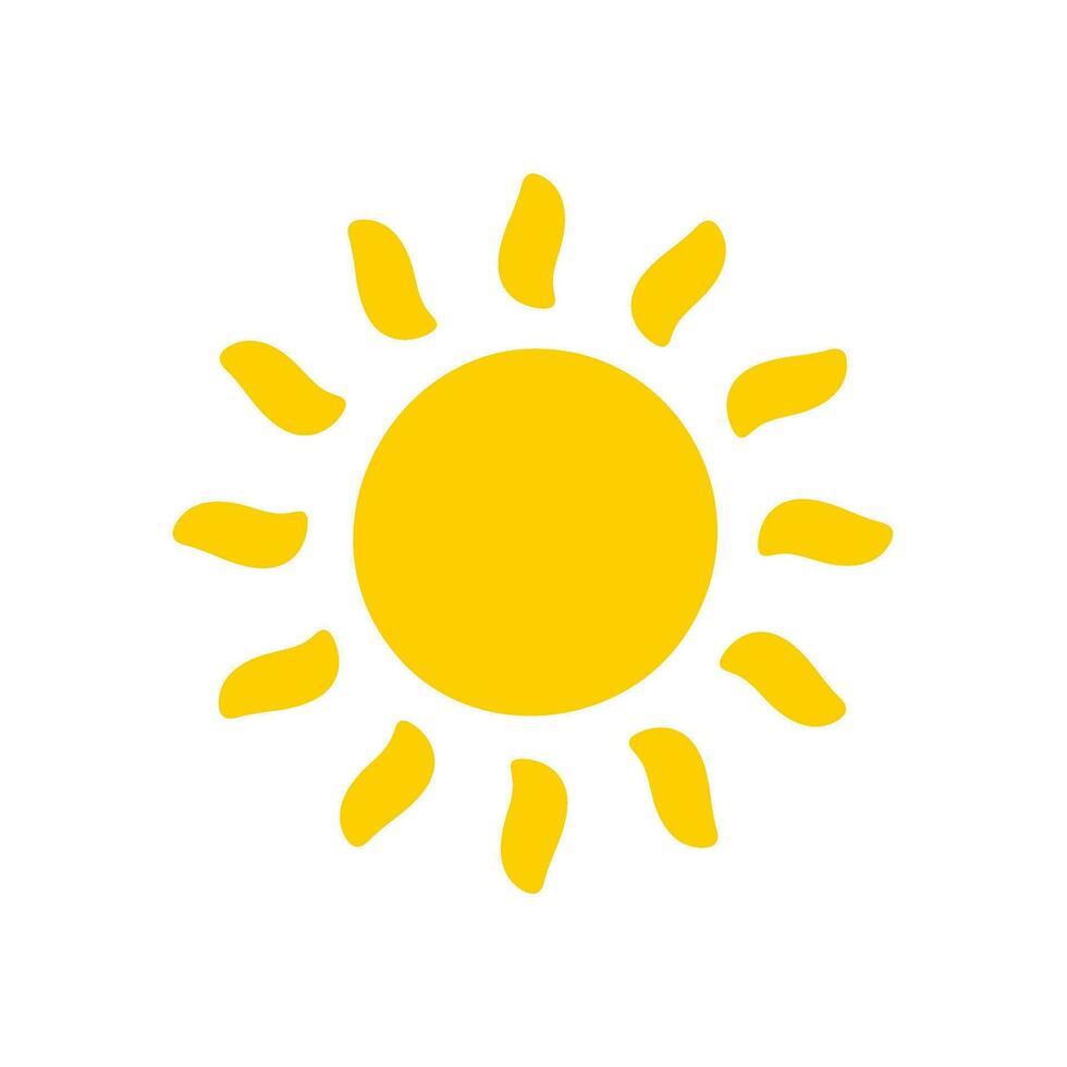 Sun icon. The silhouette of the sun shining brightly on a spring morning vector