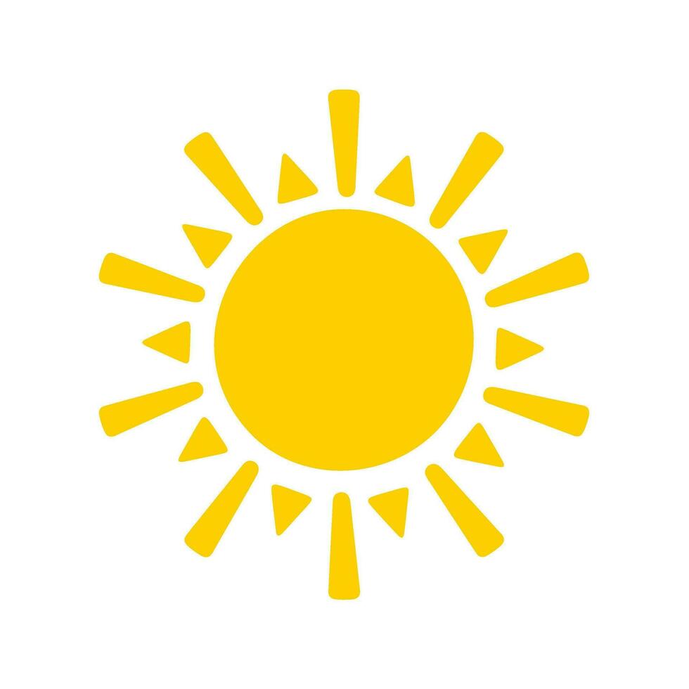 Sun icon. The silhouette of the sun shining brightly on a spring morning vector