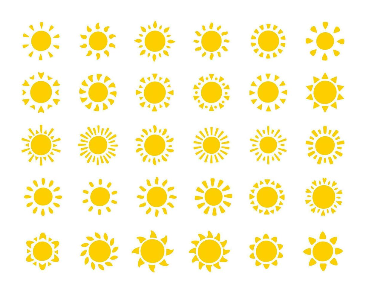 Sun icon. The silhouette of the sun shining brightly on a spring morning vector