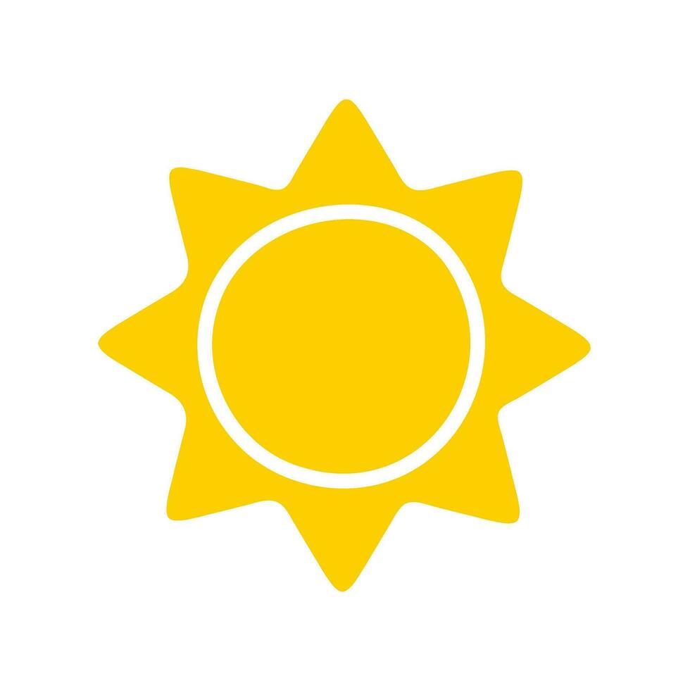 Sun icon. The silhouette of the sun shining brightly on a spring morning vector
